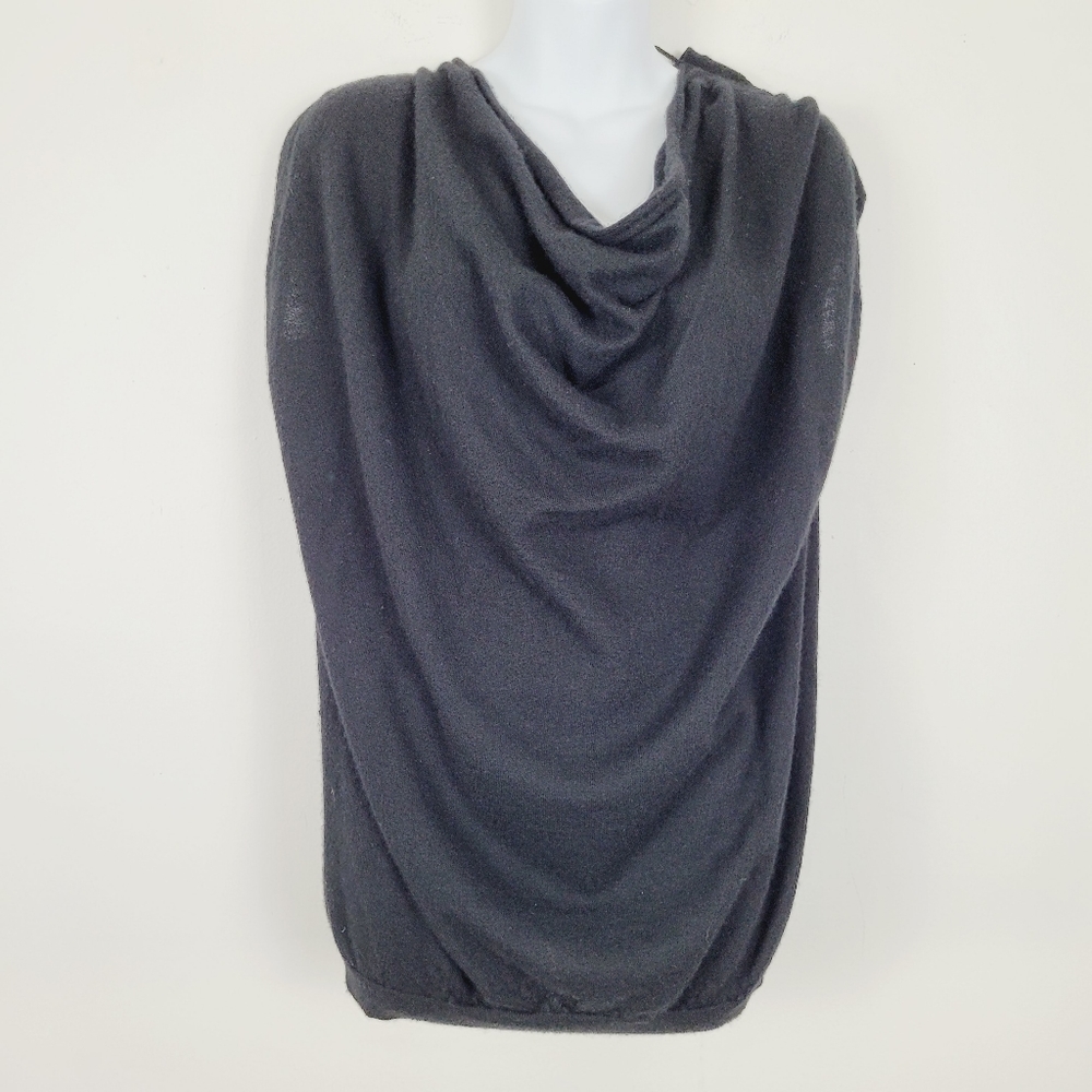 Vince 100% Cashmere Black Waterfall Cowl Neck Sleeveless Top